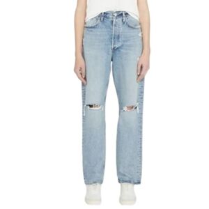 Agolde Distressed 90's Mid Rise Loose Fit Denim Jeans